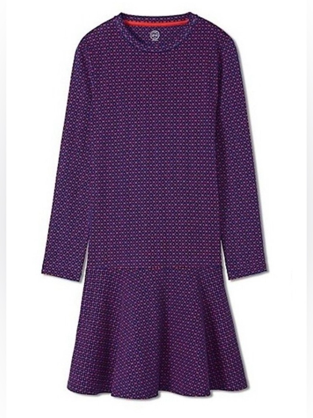 Tory Burch The Jenny Stretch Cotton Long Sleeve Dress in Navy Sea Ocho Rios
